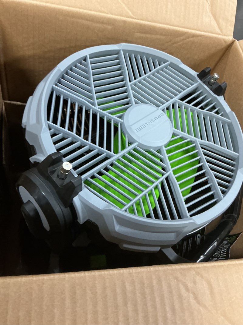Condition photo showing As Is for ego 19.49 in. h 5 speed oscillating misting fan remote control