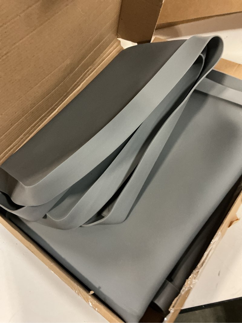 Condition photo showing Good Condition for pawtners large cat litter mat for litter box 2 packs, 34" x 22" waterproof silicone pad for floor, easy to clean, gray 2 pack gray