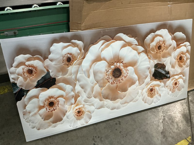 Condition photo showing As Is for large wall art for living room floral white wall art 29" x 58" | canvas art wall decor painting white flower wall art print picture for bedroom home office decoration 58"l x 29"w ph-7hwhite.