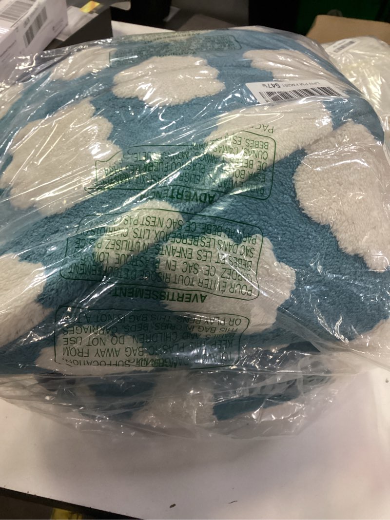 Condition photo showing New/Like New for Lesure Cute Cat Beds for Indoor Cats - 2 in 1 Cat Cave Bed for Kittens and Small Pets with Removable Washable Cushioned Pillow, Cozy Kitten Tent with Non-Slip Bottom, Blue, 16 inches 16"L x 16"W x 16"Th Cozy Clouds Blue