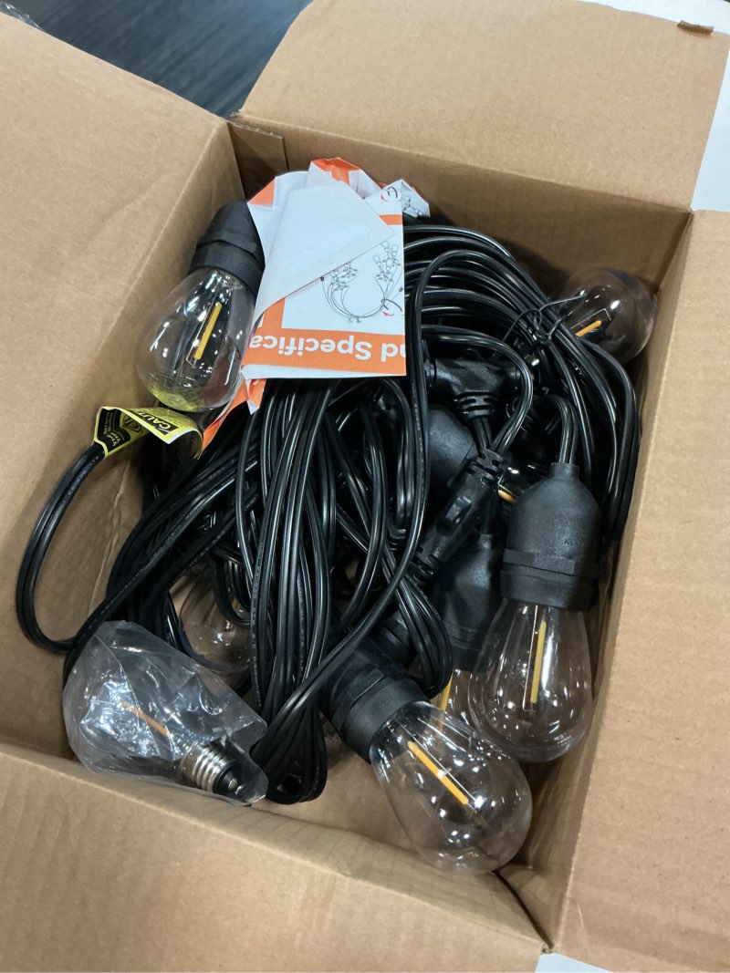 Condition photo showing Good Condition for addlon led outdoor string lights 48ft with edison vintage shatterproof bulbs and commercial grade weatherproof strand - etl listed decorative lights for patio garden black 48ft