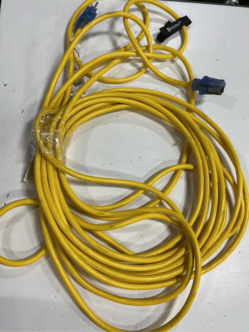 Condition photo showing As Is for utilitech 50-ft 12 / 3 heavy duty 3 prong yellow outdoor extension power cord