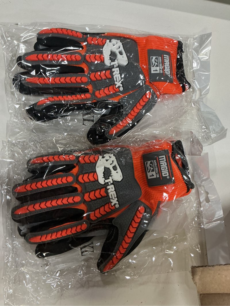 Condition photo showing New/Like New for 2 pack magid t-rex safety work gloves trx400 xl general purpose knit impact 1 impact