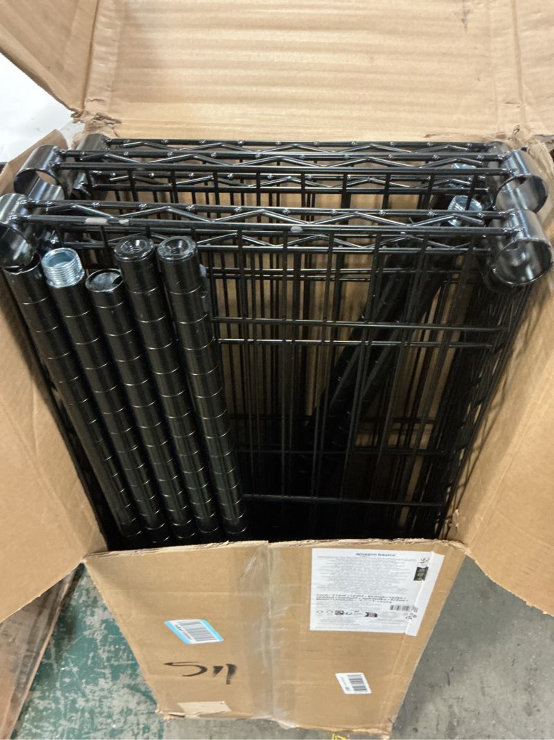 Condition photo showing Good Condition for Amazon Basics 5-Shelf Steel Wire Rack Storage, 36" L x 14" W x 72" H, Black | Heavy Duty, Adjustable, for Kitchen, Garage, Shelving Organizer 5-Shelf Black