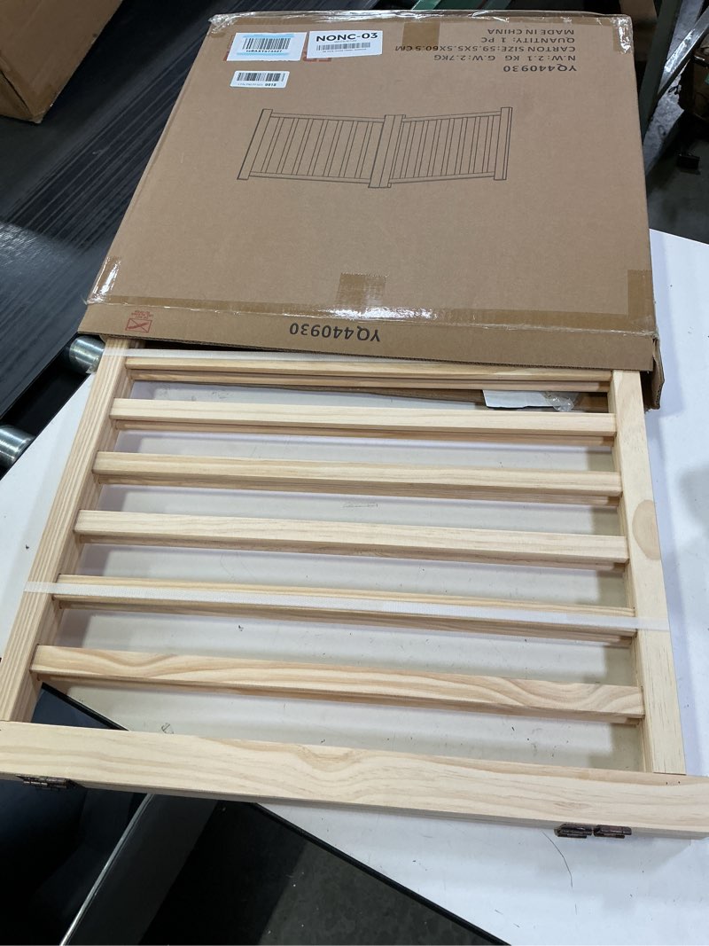 Condition photo showing New/Like New for YOCAN Paint-Free Wood FreeStanding Pet Gate for Dogs,Wooden Dog Gates for Doorways, Stairs,The House, Dog Fences Indoor Puppy Gate-2 Panel H:23”