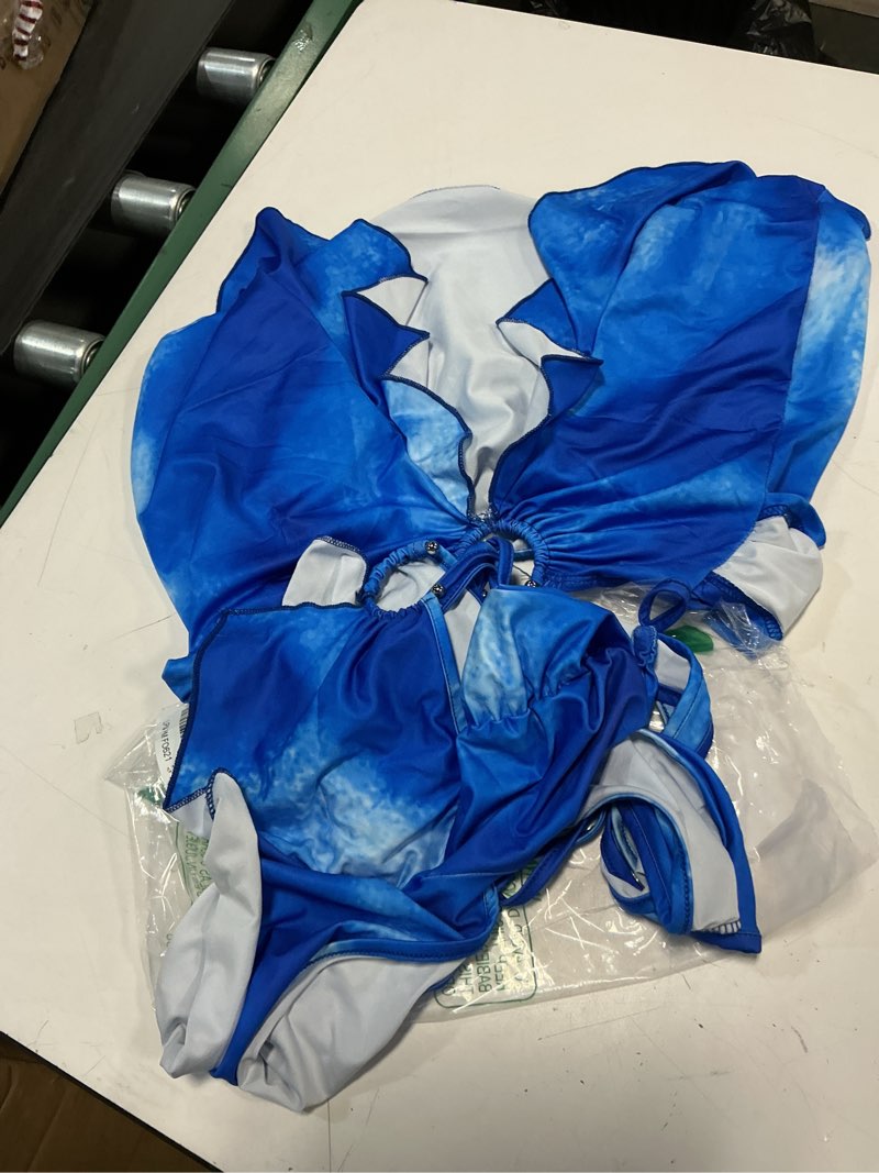 Condition photo showing As Is for Womens Summer Skirt Outfits Gradient Print Camisole Top Mini Skirts Sexy Vacation Going Out Outfits Large Blue