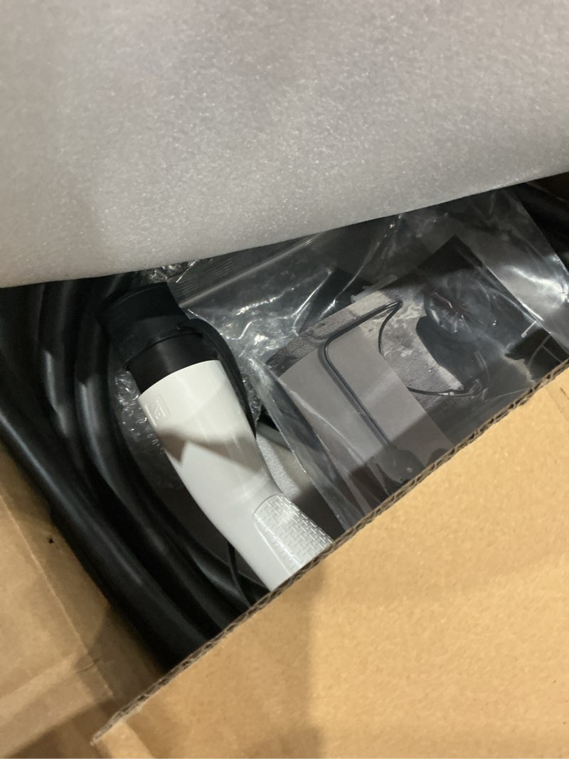 Condition photo showing As Is for tesla charger, level 2 ev charger 50amp 240v with nema 14-50 plug, 25ft cable portable electric car charging station for tesla model s/3/x/y/cybertruck, home & outdoor use, delay timer, lcd display nacs max 50a 25ft level 2