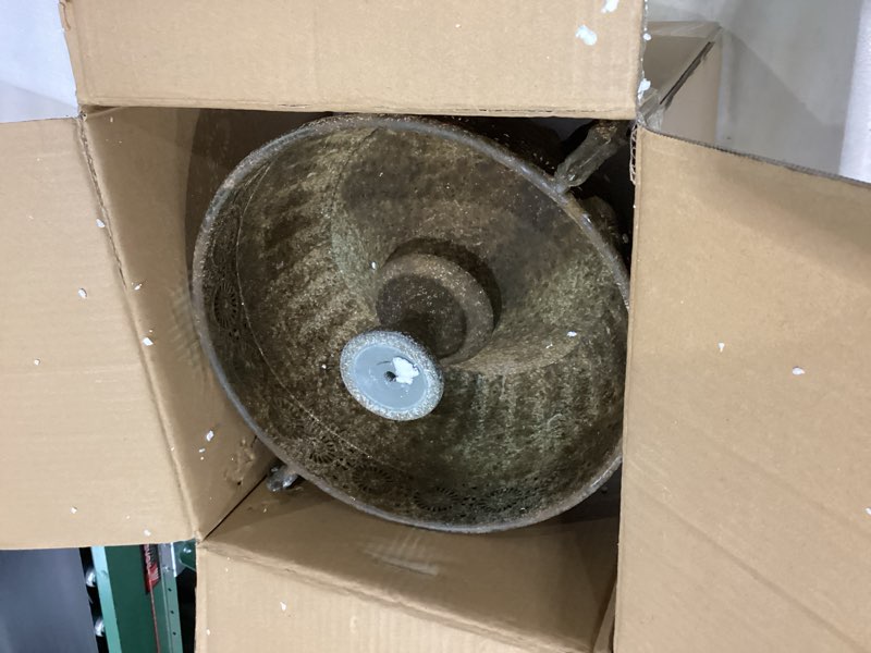 Condition photo showing As Is for vintage urn planter with embossed pattern, decorative bronze finish flower pot, classic round plant pot for outdoor indoor home garden patio front porch entryway?16.2 * 12.2 * 15.8?