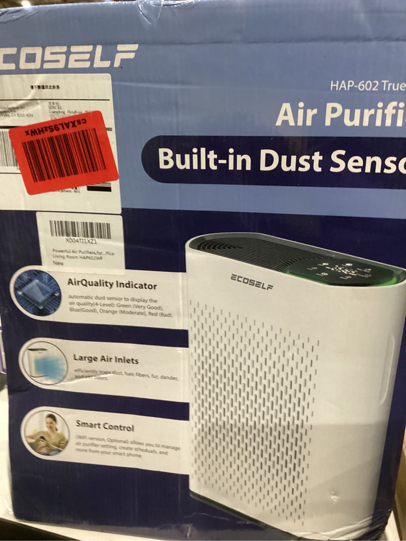 Condition photo showing As Is for Powerful Air Purifiers for Home Air Purifier Up to 2400 Ft² with Smart WiFi Air Quality Monitor Sleep Mode, Air Purifier for Bedroom Large Room Office Living Room HAP602WF