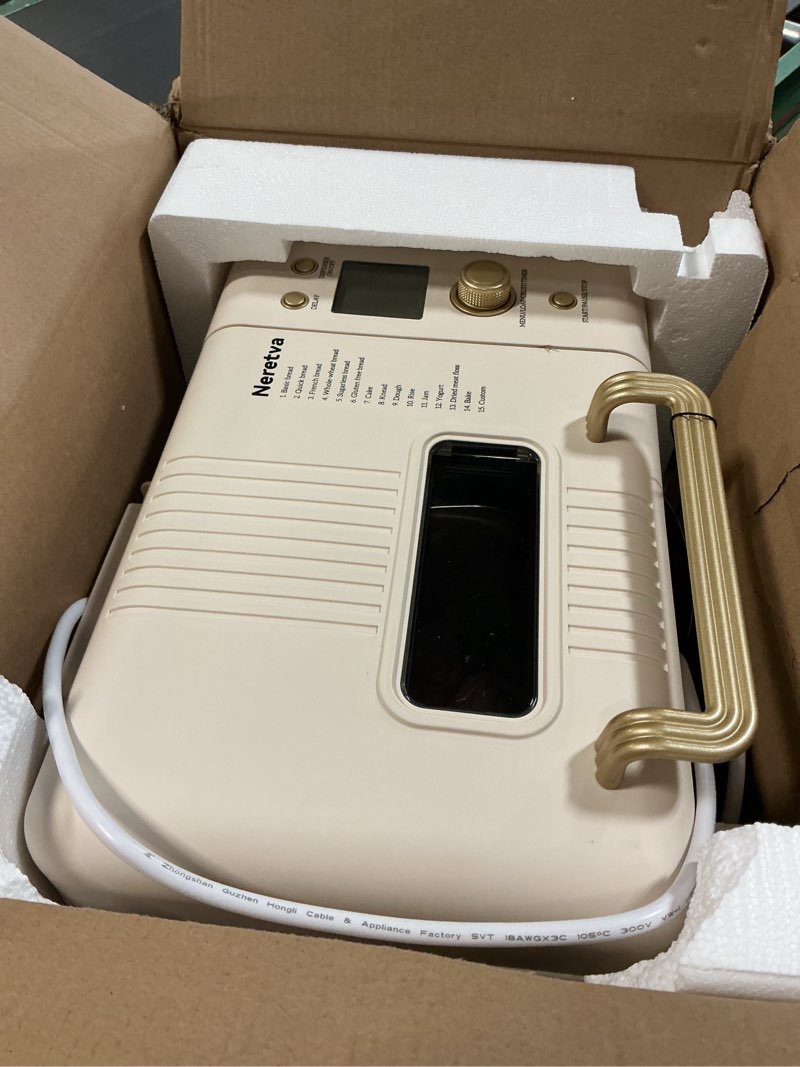 Condition photo showing Good Condition for Neretva Bread Machine, 2.2LB 15-in-1 Bread Maker, Dual Heater Breadmaker Machine with Auto Nut Dispenser & Nonstick Ceramic Pan, Bread Maker Machine for Gluten Free, Dough Maker, Sourdough, Yogurt