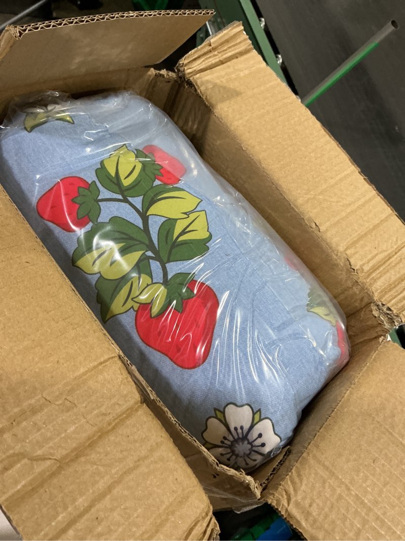 Condition photo showing New/Like New for Jay Franco Kids Comforter Set Includes Sheets and Pillow Covers - Soft and Cozy Bed Set for Stylish Room Decor, Blue - Strawberry Shortcake. 5 Piece Twin Size Bedding Blue - Strawberry Shortcake 5 Piece Twin