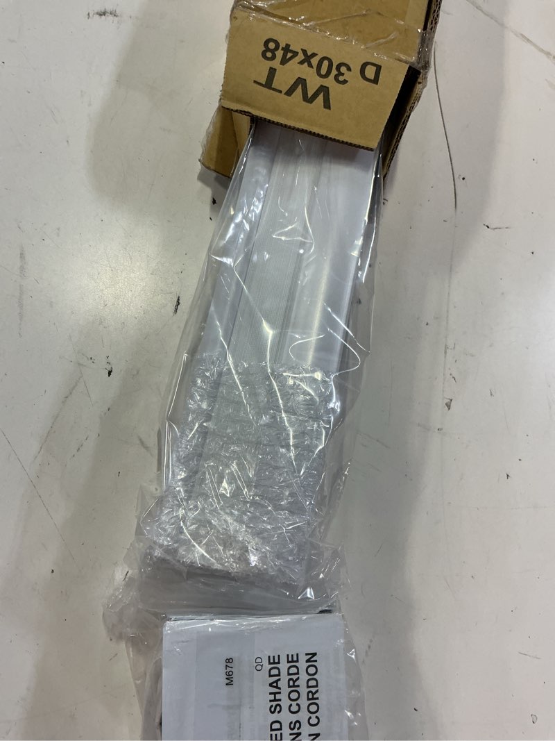 Condition photo showing Good Condition for cordless cellular shades, no tools no drill light filtering honeycomb shades pleated blinds for windows double curved no-pull honeycomb shade semi-blackout (white, 30" w x 48" h) white 30"w x 48"h