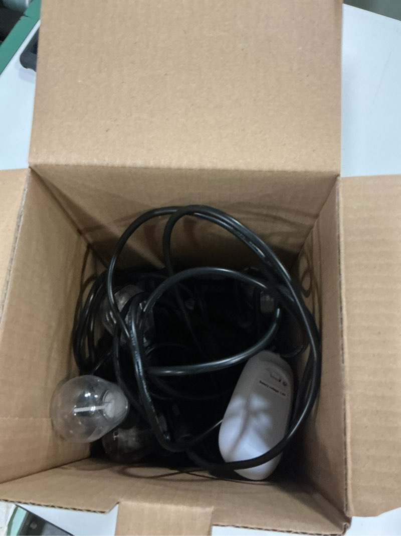 Condition photo showing As Is for Harbor Breeze 24-ft Plug-in Black Indoor/Outdoor String Light with 12 Color changing -Light LED