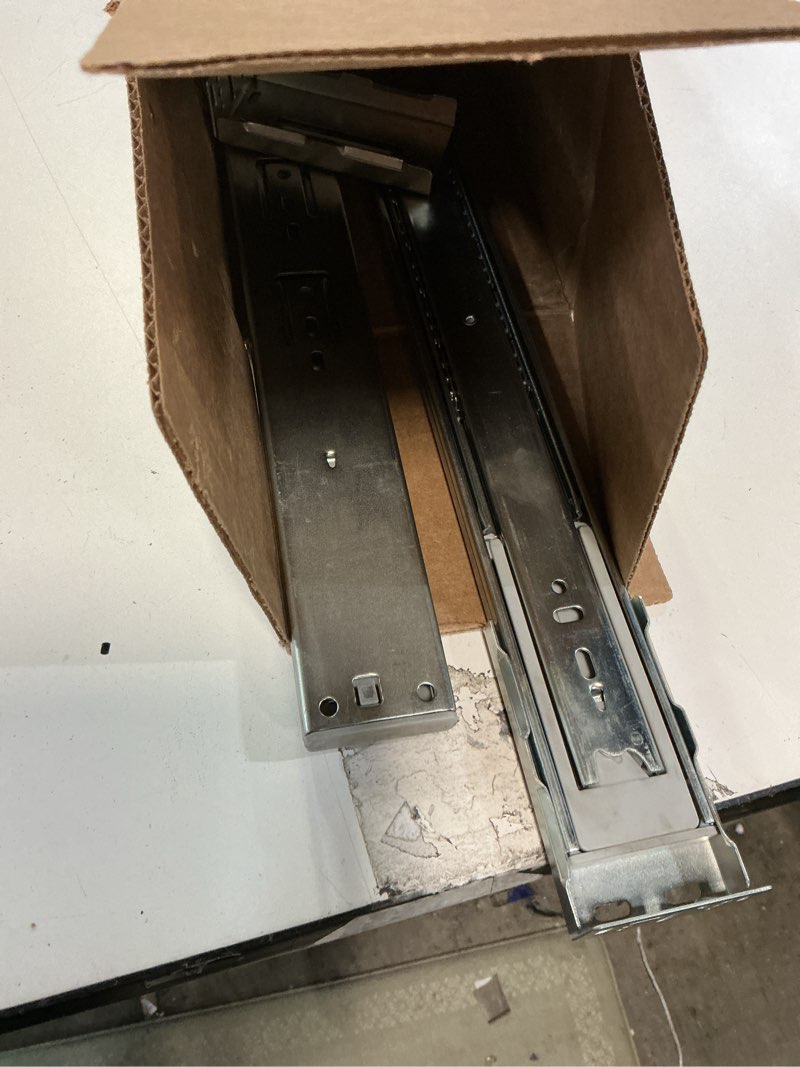 Condition photo showing As Is for Probrico 1 Pair 22 Inch Rear/Side Mount Drawer Slides with Rear Mounting Brackets, Heavy Duty Ball Bearing Soft Close Drawer Glides, 3 Folds Full Extension Dresser Drawer Runners 22 Inch 1