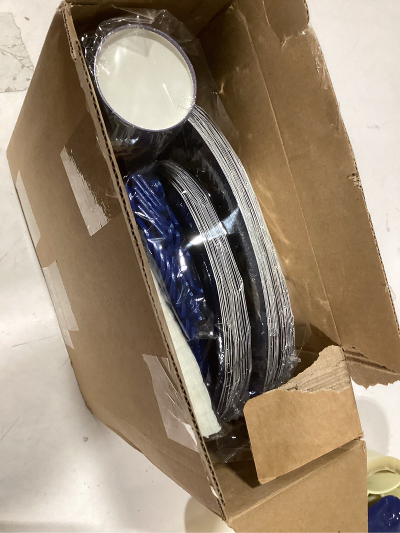 Condition photo showing New/Like New for Pajean Blue Happy Birthday Party Tableware Set Birthday Decoration Banner and Tablecloths Decoration Plates Cups Napkins Dinnerware for 24 Guests Party Supplies(Blue and Gold)