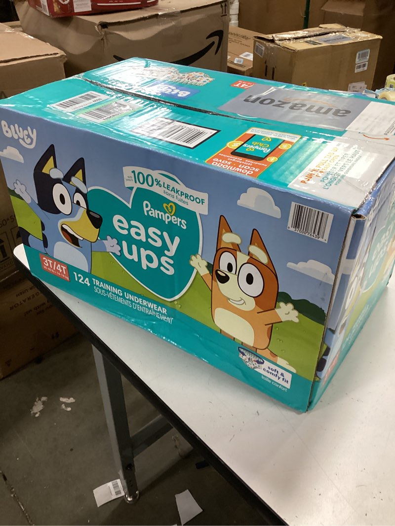 Condition photo showing New/Like New for Pampers Training Pants - Easy Ups Boys & Girls Bluey - Size 3T-4T, 124 Count, Children's Potty Underwear (Packaging May Vary) 3T-4T 124