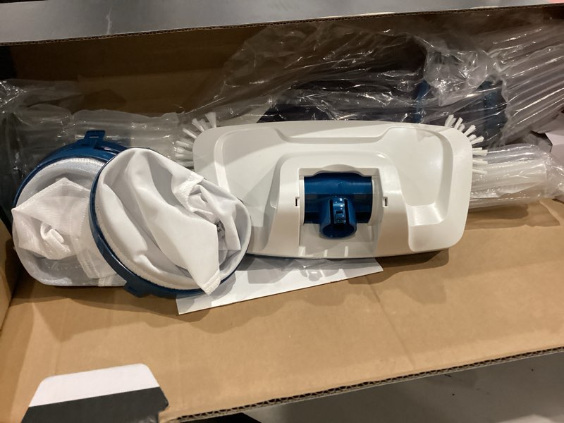 Condition photo showing As Is for enhulk pool vacuum for above ground pool, upgraded 13.4" wide head & telescopic pole, 18.5 gpm powerful suction, 60 mins runtime, cordless handheld rechargeable pool cleaner for inground pools, pc15 pc15 blue