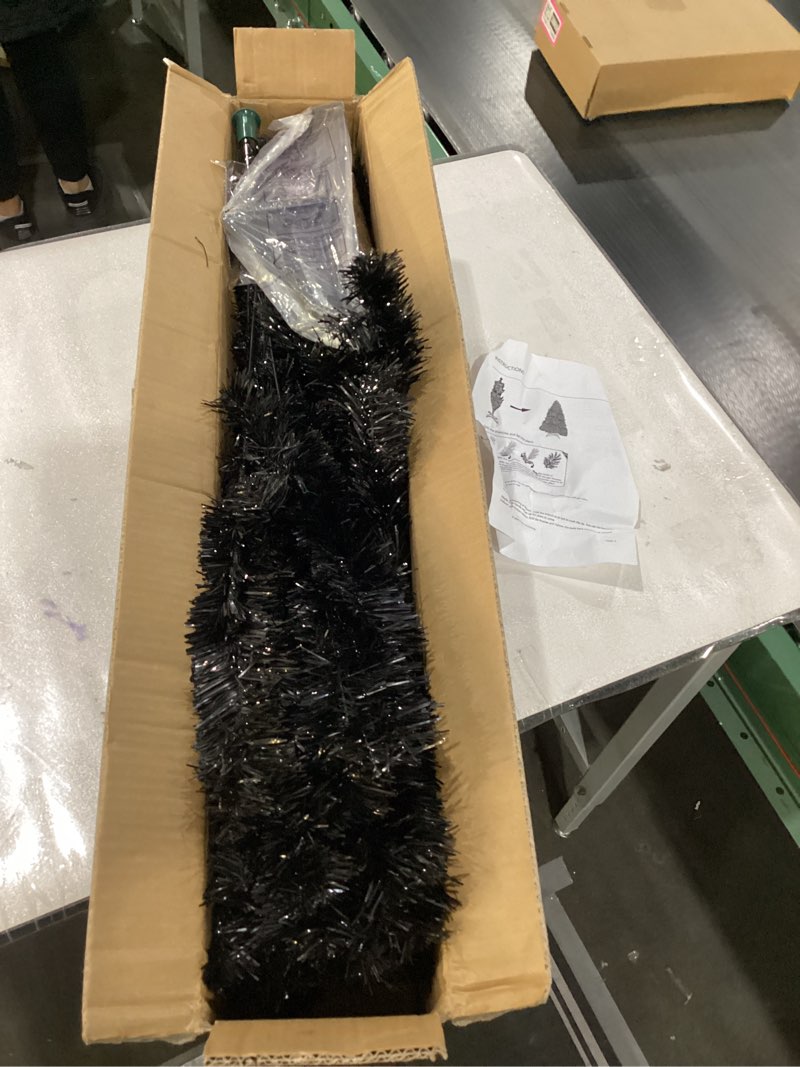 Condition photo showing New/Like New for KTKDE 6ft Artificial Black Christmas Tree Outdoor Black Halloween Tree Decorations with 1005 Tips Led String Lights Pencil Christmas Tree Indoor Holiday Office Party Decorations Black 6ft