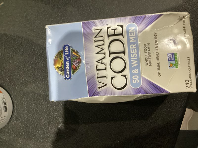 Condition photo showing New/Like New for Garden of Life Multivitamin for Men - Vitamin Code 50 & Wiser Men's Raw Whole Food Vitamin Supplement with Probiotics, Vegetarian, 240 Capsules 240 Count (Pack of 1)