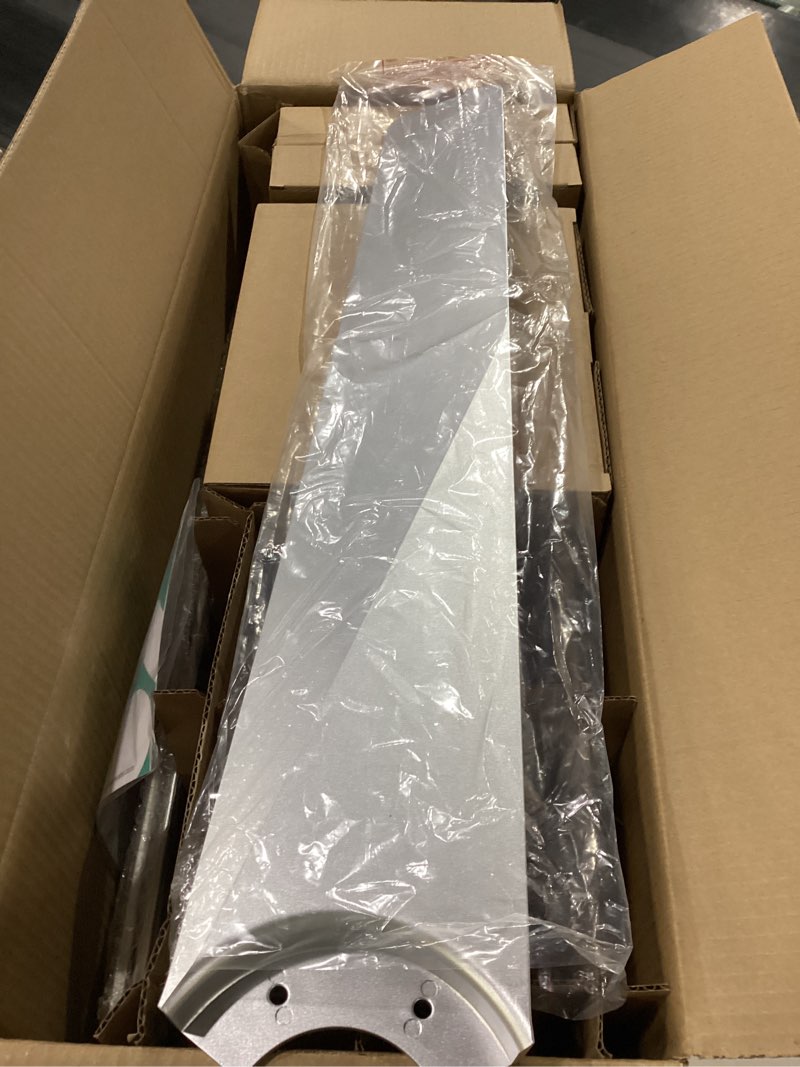 Condition photo showing New/Like New for roomratv 52 inch modern silver finished ceiling fans with dimmable led lights, flush mount ceiling fan with remote control, quiet dc reversible motor for summer winter, noiseless,bedroom,indoor