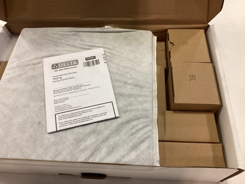 Condition photo showing New/Like New for Delta 75527 Universal Showering 1.75 GPM Single Function Modern Rain Shower Head and Hand Shower Combo with Adjustable Extension Arm and Touch-Clean Nozzles - Matte Black