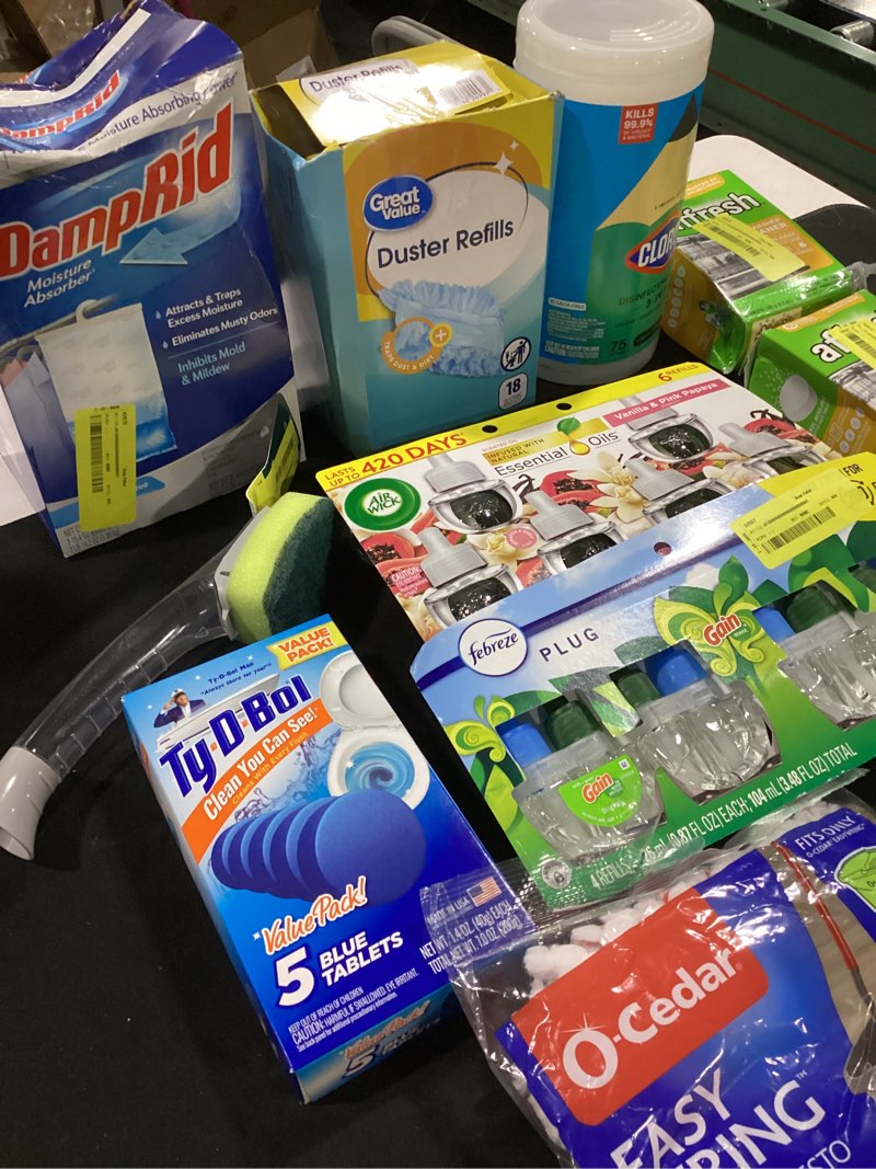 Condition photo showing As Is for assorted lot of hosehold cleaning items