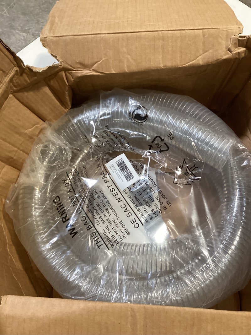 Condition photo showing As Is for heavy pvc dust collection hose 2 1/2\" x 20', puncture resistant pvc dust collection hose with carbon steel wire coil for woodworking, workshops, dust collectors 2 1/2“ - 20‘ white