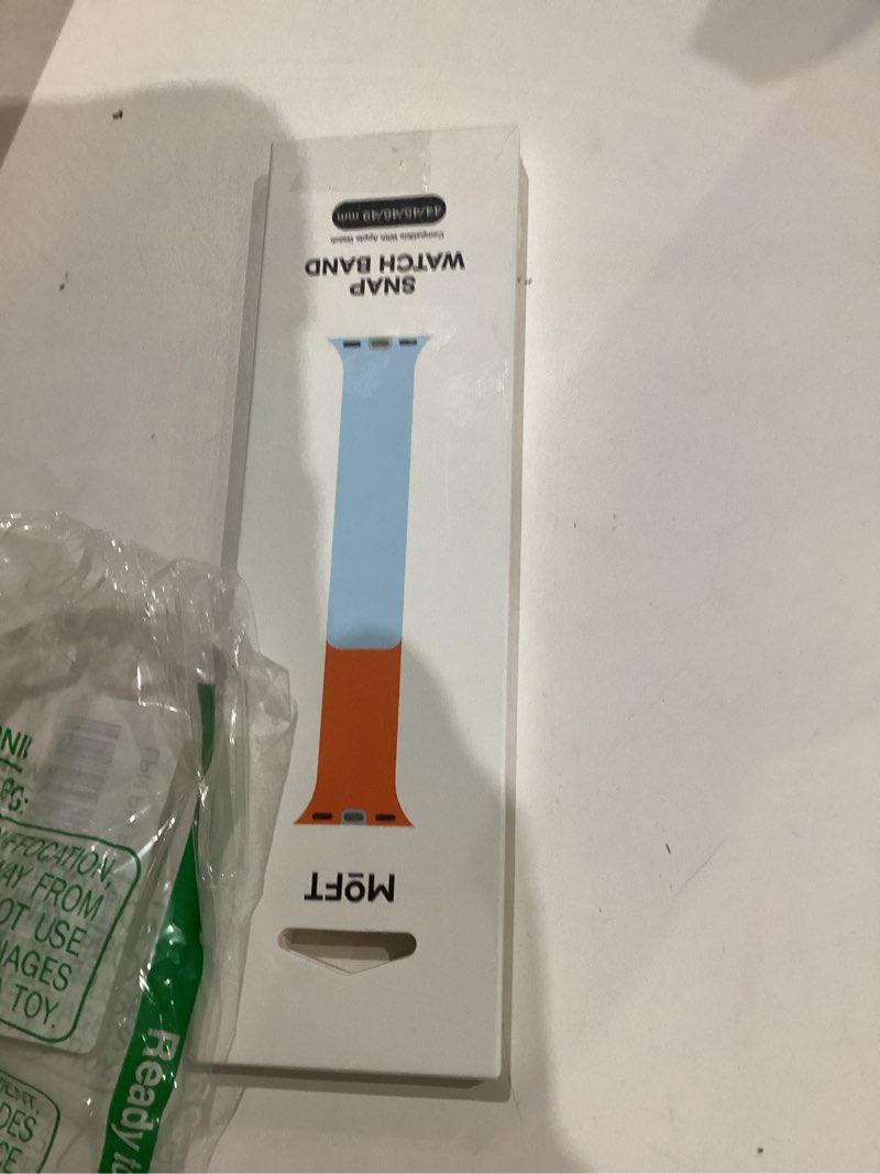 Condition photo showing As Is for moft snap duo watch bands compatible with apple watch, quick magnetic wear, duo-color design & soft silicone, iwatch bands for ultra 3/2/1, series 11/10/9/8/7/se/6/5/4/3/2/1, 38/40/41/42/44/45/46/49mm wake orange x swell blue 42mm(s1-3)/44mm/45mm/46mm/49mm