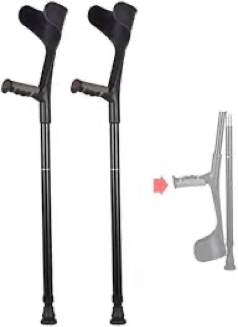 Forearm Crutches for Adults,Open Cuff,Handle with Light Reflector,Foldable and Height-Adjustable Elb