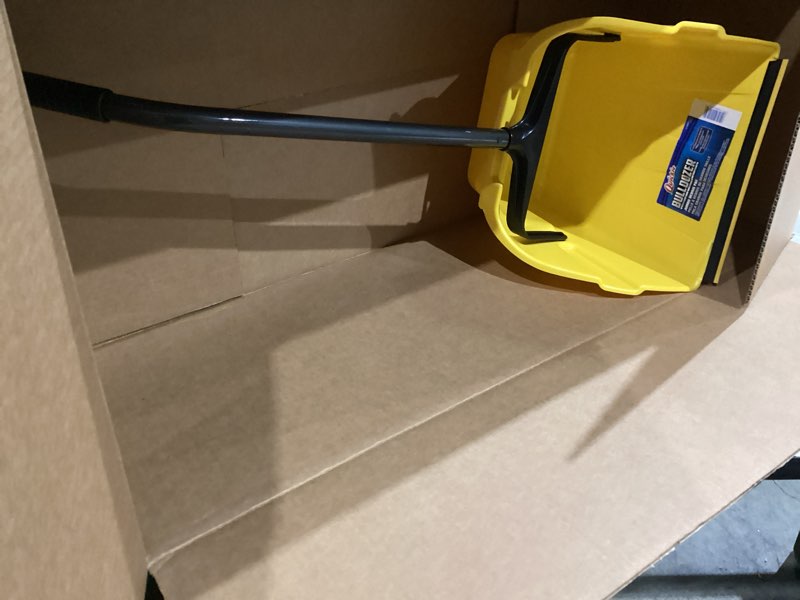 Condition photo showing Good Condition for quickie debris dustpan with handle, jumbo debris pan, trash collection for industrial/professional cleaning