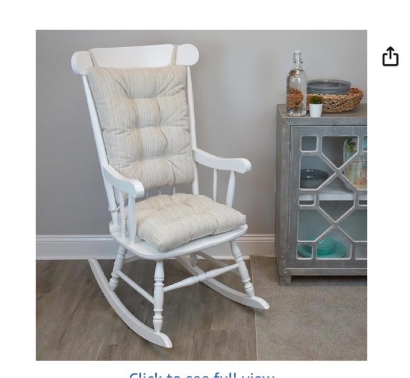 klear vu the gripper non-slip rocking chair cushion thick, includes seat pad & back pillow with ties for indoor living room rocker, 17x17 inches, 2 piece set, cream