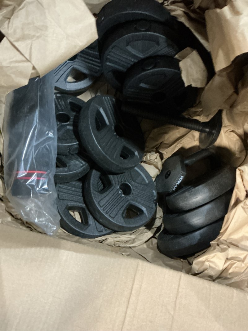 Condition photo showing As Is for fitplam adjustable dumbbell set,20/35/45/55/70/90lbs free weights set with upgraded nut, 5 in 1 weight set used as kettlebells, barbell, push up stand, fitness exercise for home gym suitable men/women 35lb(17.5lb pair)
