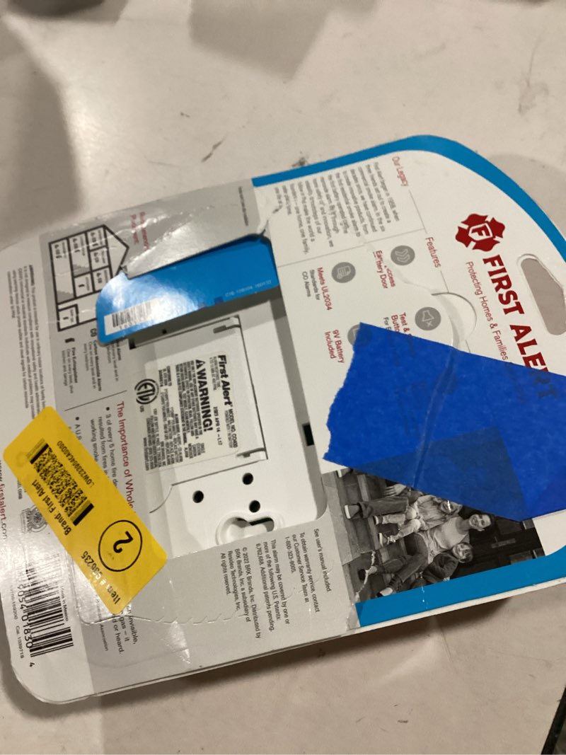 Condition photo showing As Is for First Alert Battery-operated Carbon Monoxide Detector