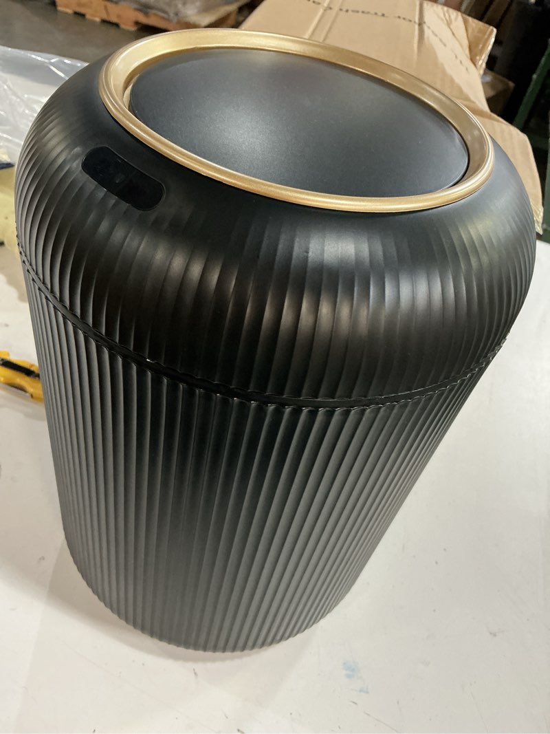 Condition photo showing Good Condition for uralfa motion sensor trash can with lid, 3 gallon / 11 l automatic bathroom trash can, touchless trash bin, smart plastic garbage can for bedroom, kitchen, living room, office, black black automatic