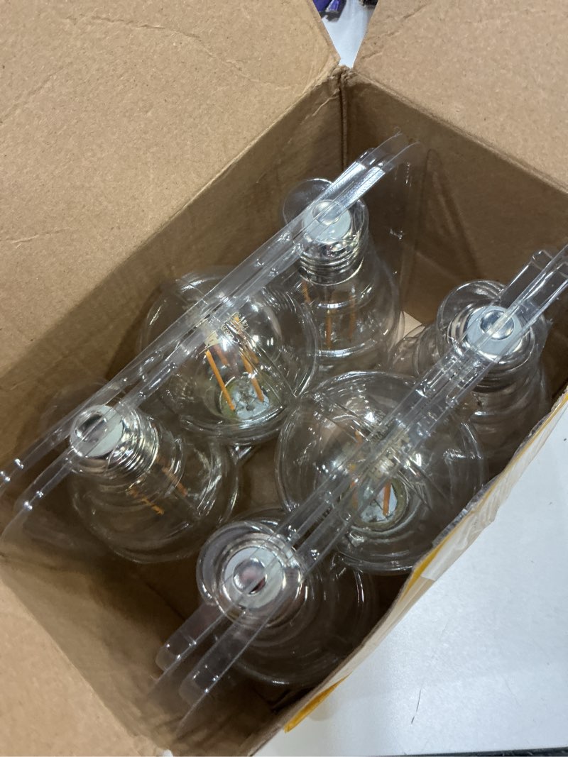Condition photo showing New/Like New for ascher 60 watt equivalent, e26 led filament light bulbs, warm white 2700k, non-dimmable, classic clear glass, a19 led light bulb with 80 cri, pack of 12 warm white 2700k 12 count (pack of 1)