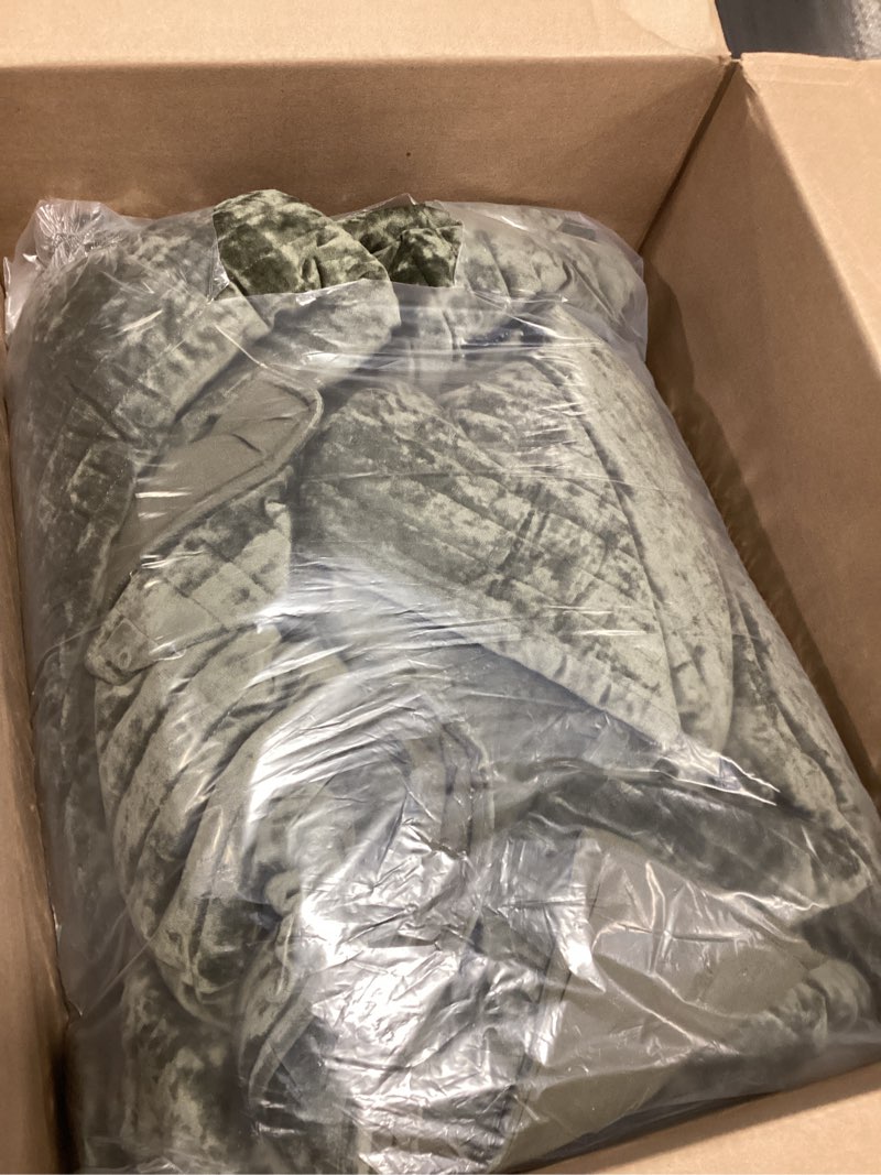 Condition photo showing Good Condition for evergrace velvet quilt set king size, luxurious soft striped channel bedding set, lightweight velvet comforter for all season, oversized bedspread coverlet with 2 matching shams, olive green king (104" x 92") olive green