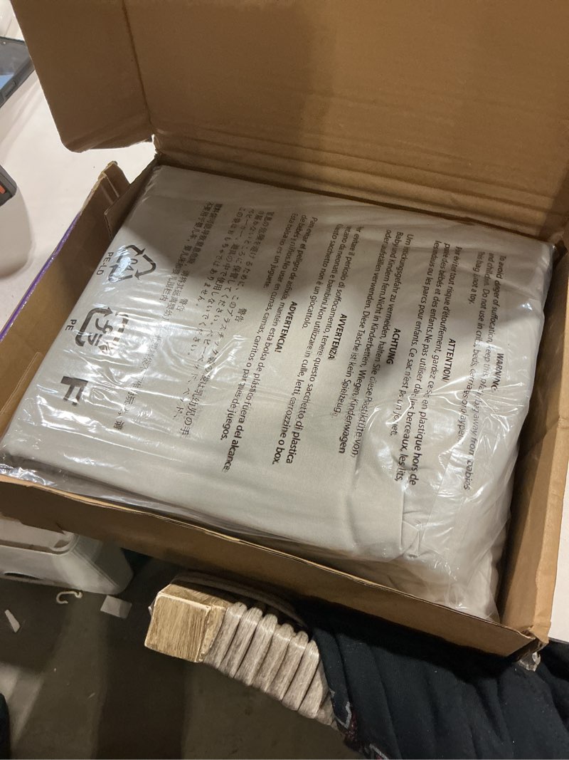 Condition photo showing Good Condition for amazon basics lightweight breathable, ultra-soft, wrinkle-free luxury microfiber 4-piece bed sheet set with 14-inch deep pockets, full, light gray, solid light gray full
