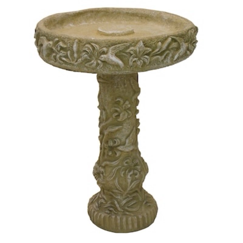 27-in h desert sand concrete complete birdbath (damaged)