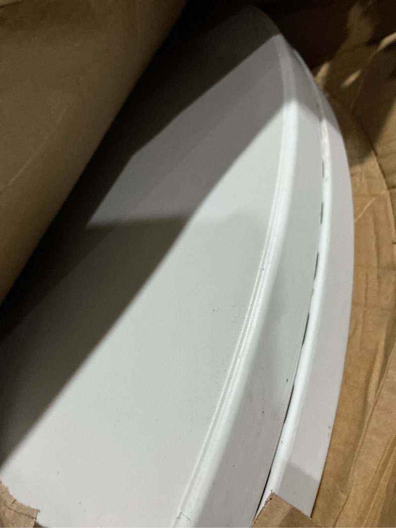 Condition photo showing As Is for 4ft round table, round folding table 54 inches, bifold round table, plastic dining table, event commercial table for wedding, party, garden, patio