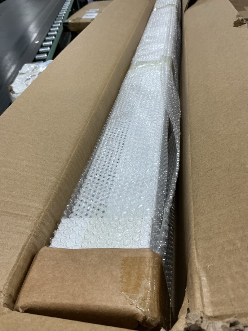 Condition photo showing As Is for baseboarders basic series 6 ft (72in) galvanized steel slip-on baseboard heater cover + left & right endcaps, rust resistant, white, for hydronic hot-water systems 6 feet panel+endcaps