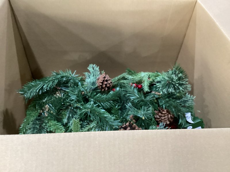 Condition photo showing As Is for Similar to photo 6FT Norfolk Pine Garland with Light for Christmas Decoration, Artificial Christmas Garland Without Chemical Scent, Real Touch Cedar Garland for Mantle,Table, Fireplace, Wall and Outdoor Decoration