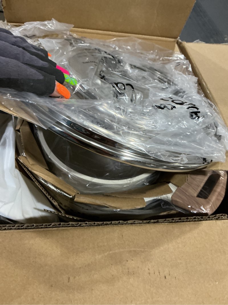 Condition photo showing Good Condition for carote pots and pans set nonstick, white granite induction kitchen cookware set, 10 pcs non stick cooking set w/frying pans & saucepans(pfos, pfoa free) cream white 10 piece