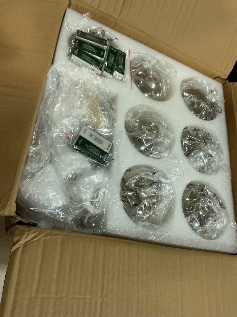 Condition photo showing New/Like New for kco lighting 7-lights mid century modern flush mount ceiling light overhead amber glass globe sputnik chandelier ceiling light fixture brass gold bedroom living room ceiling lighting gold+amber-7 light