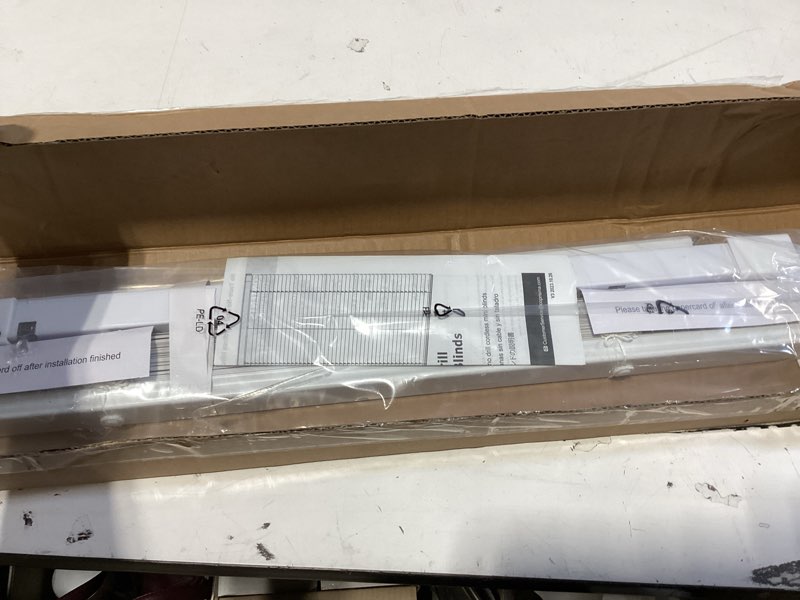 Condition photo showing New/Like New for lazblinds no tools no drill 1" vinyl mini blinds, cordless blinds for windows, light filtering horizontal window blinds & shades, 22" w x 48" h, white