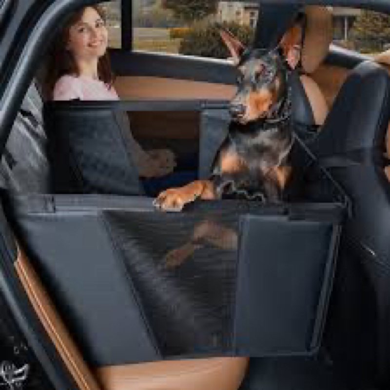 ( similar photo) Large Dog Car Seat for Medium Dogs, Waterproof Faux Leather Pet Carrier for Active Pets at Back Seat