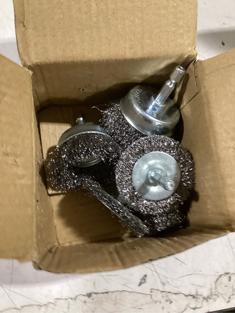 Condition photo showing Good Condition for rocaris 6 pack carbon steel wire wheel and pen brush set with 1/4-inch hex shank for rust removal, corrosion and scrub surfaces