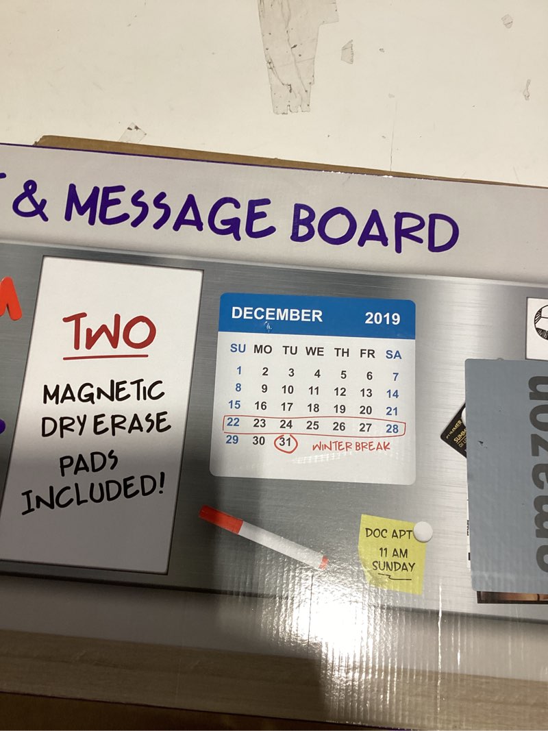 Condition photo showing New/Like New for Essentially Yours Magnet and Message Board | Large Mountable 30 x 14 x 0.7 Inch Steel Bulletin Board (Silver) Silver L (30 x 14)