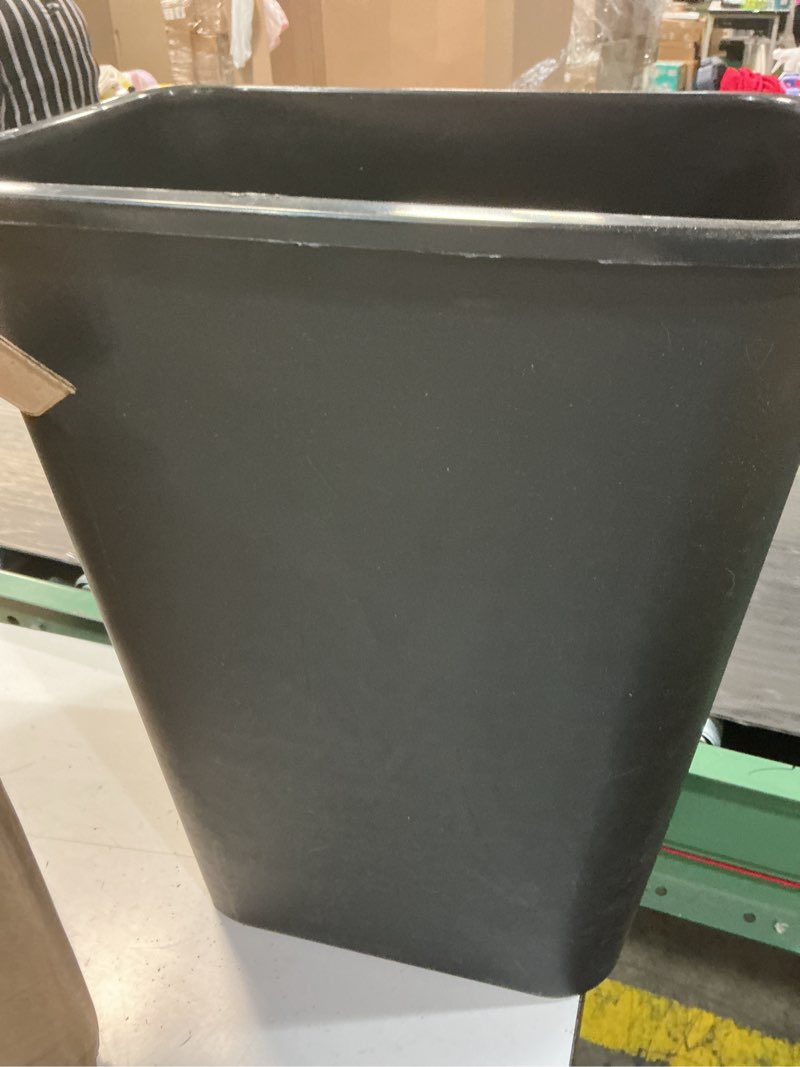 Condition photo showing New/Like New for amazon basics rectangular commercial office wastebasket, easy to clean, space-saving, 10 gallon, black black 10 gallon (pack of 1)