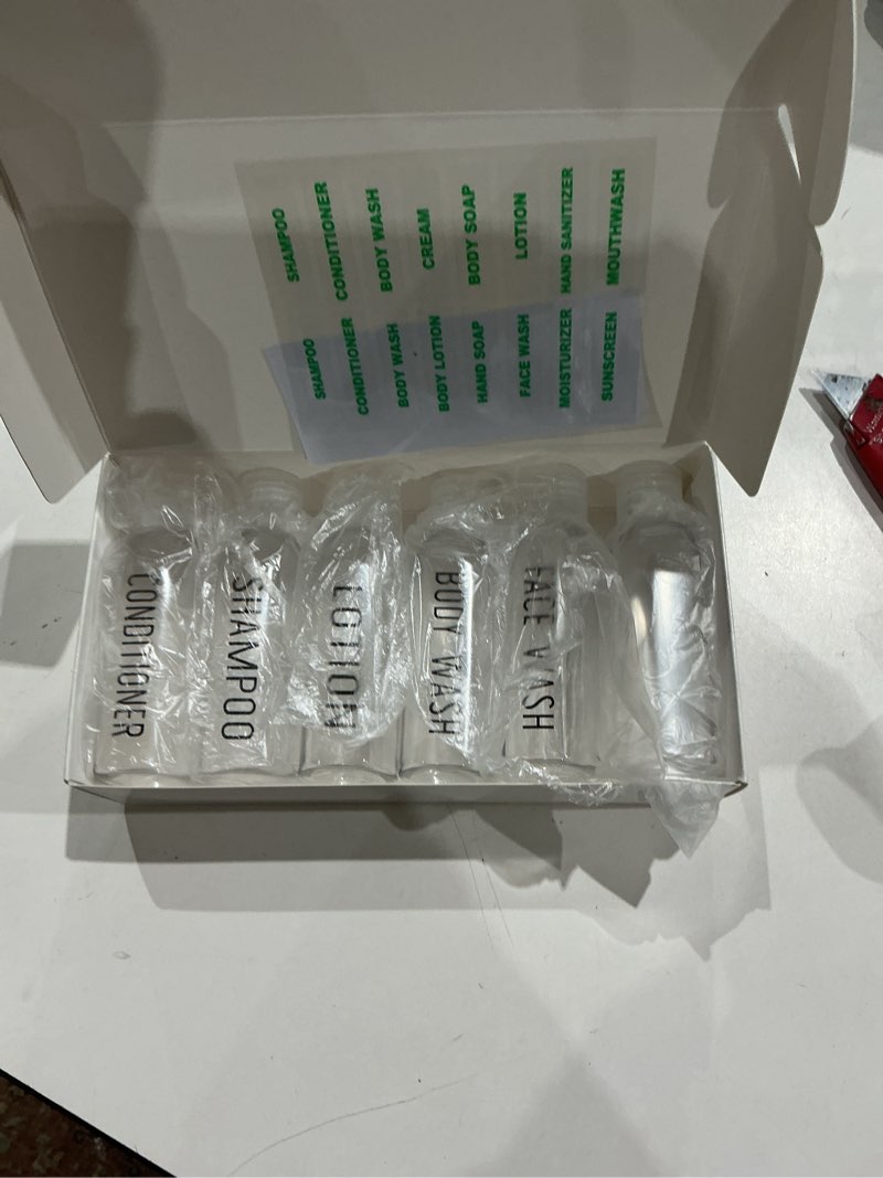 Condition photo showing New/Like New for travel bottles for toiletries 6 pcs 3.4oz/100ml travel size containers plastic lotion bottle tsa approved leak proof squeeze bottles with flip cap for toiletries, shampoo & lotion (clear)