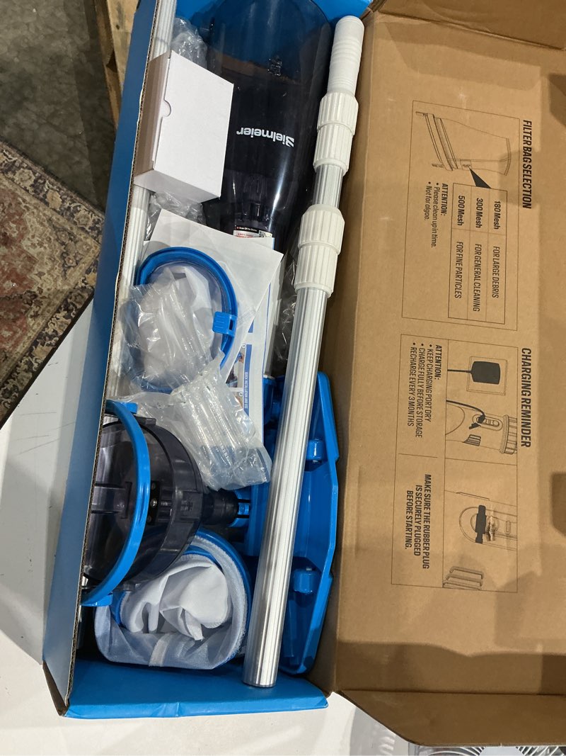 Condition photo showing Good Condition for bielmeier handheld pool vacuum with telescopic pole, updated swimming pool cleaner 19 gpm powerful suction, cordless pool vacuum for cleaning above ground pools, inground pools, spas, hot tubs